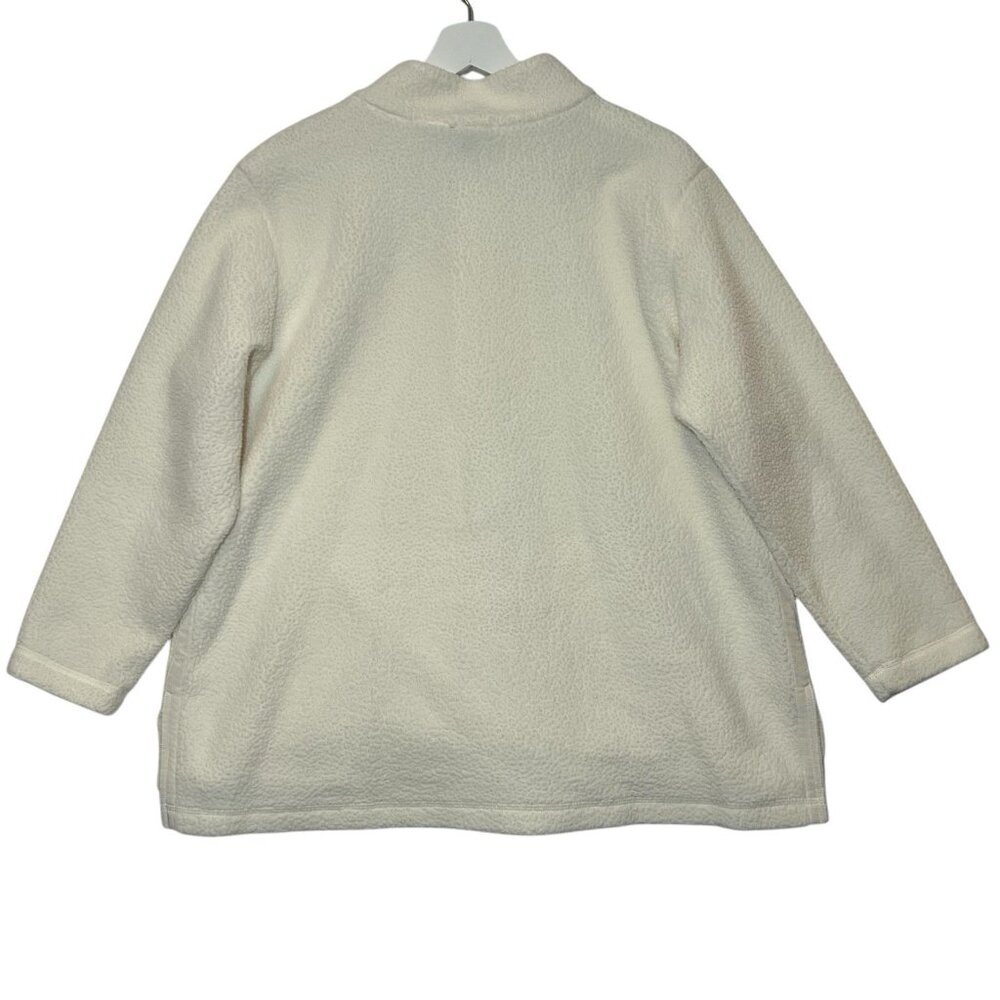T by Talbots Women’s Fleece Pullover Size 1X Petite Ivory Half Zip Sherpa Jacket - Picture 4 of 10